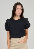 RD Style Tamara Jersey Tee Poplin Sleeves Black