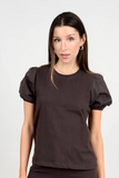 RD Style Tamara Jersey Tee Poplin Sleeves Espresso