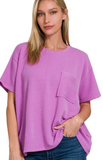 Zenana Rib Short Sleeve Shirt Spring Violet