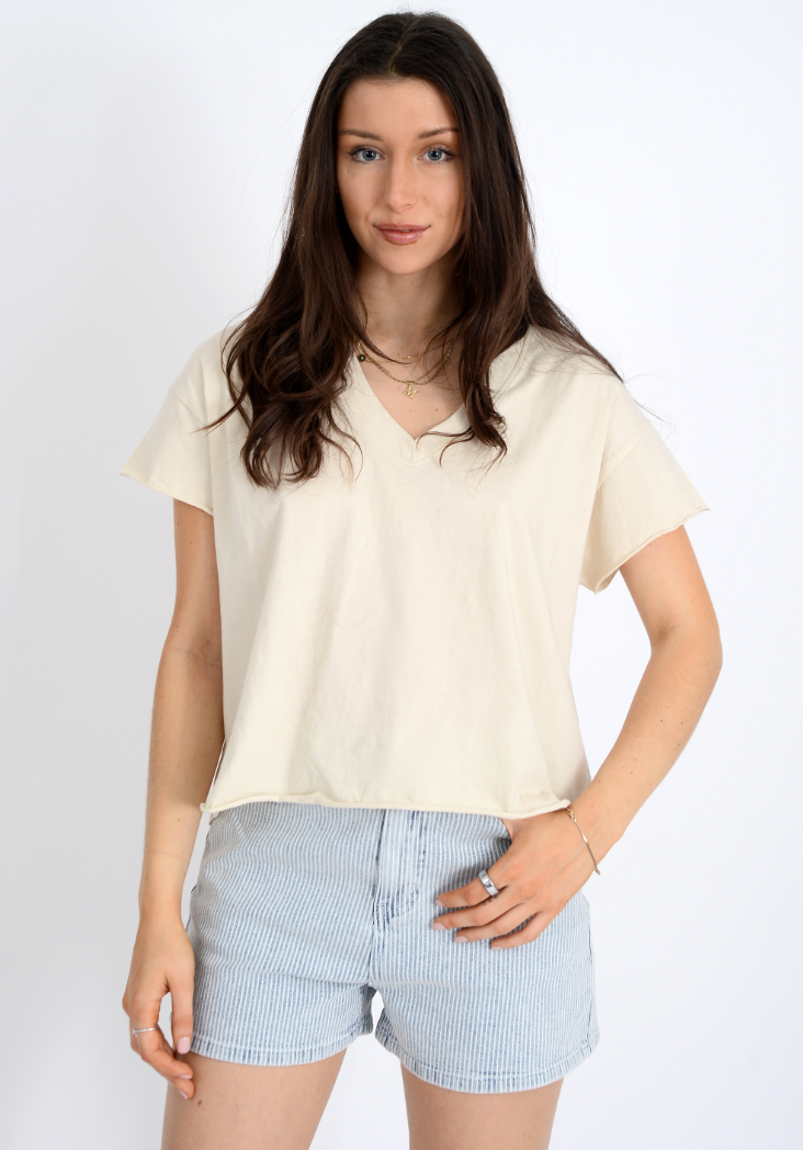 RD Style Tara V Neck Tee Creamery