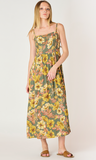 Dex Olive Floral Tie Back Midi Dress