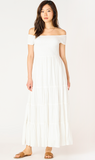 Dex Smocked Tiered Midi Dress White