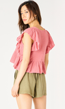 Dex Flutter Sleeve Blouse In Terracotta