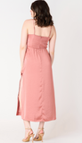 Black Tape Square Neck Midi Dress Antique Rose