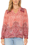 Liverpool V Neck Blouse Mauve Paisley