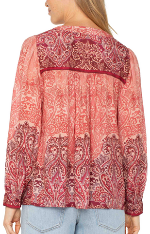 Liverpool V Neck Blouse Mauve Paisley