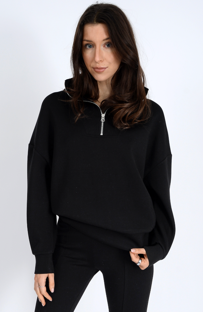 RD Style Seanni Soft Knit Zip Pullover Black