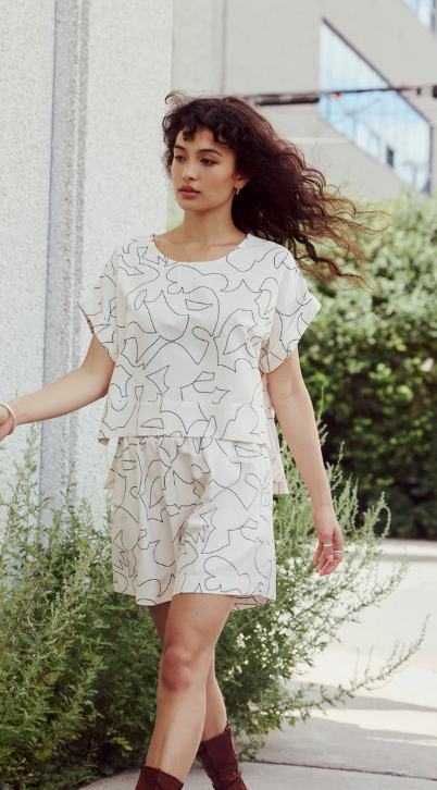 Eve Gravel Wesley Blouse Line Print