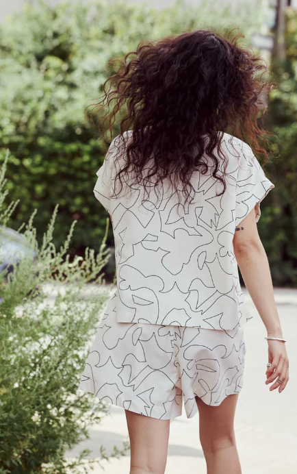 Eve Gravel Wesley Blouse Line Print