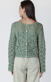 Dex Back Button Crochet Top Sage