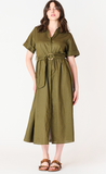 Black Tape Belted Midi Dress Olive Green
