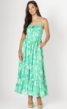 Dex Tiered Maxi Dress Green Tropical