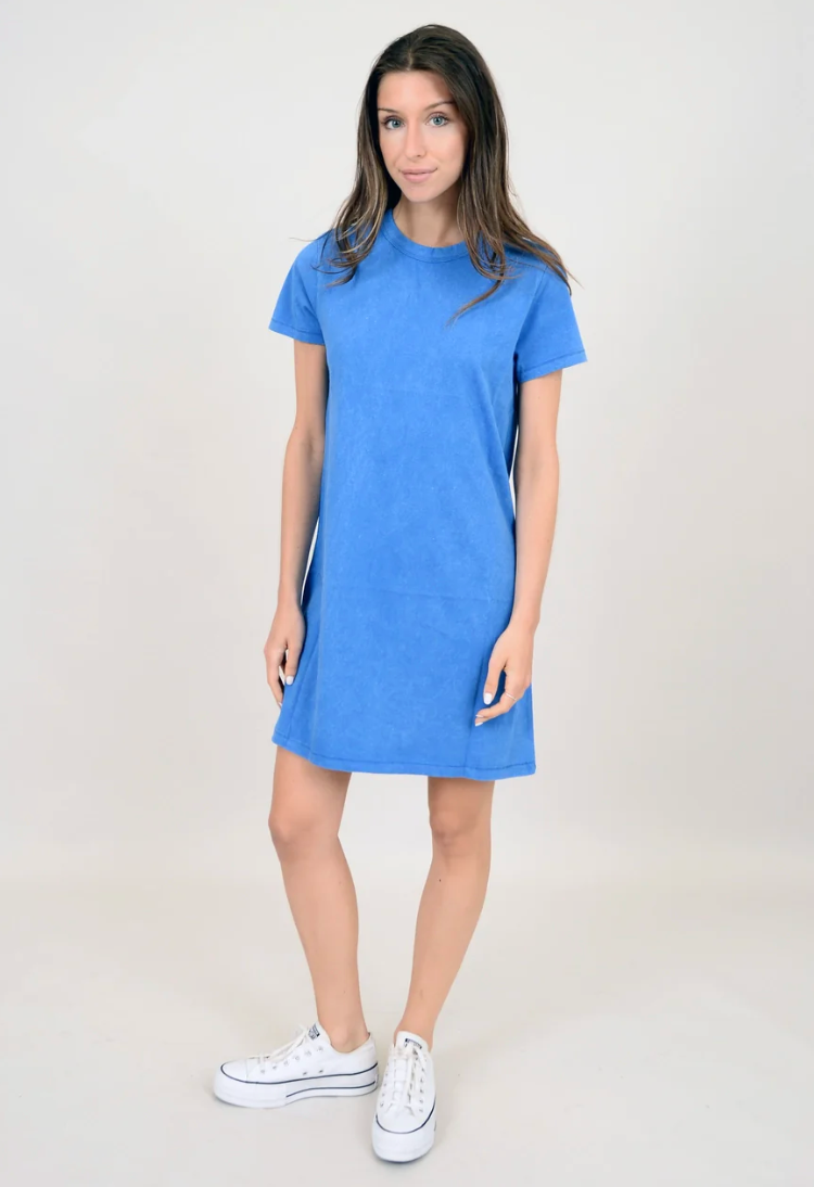RD Style Tianie Mini Tee Dress Riviera Blue