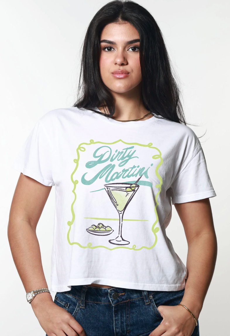 Girl Dangerous Dirty Martini Tee Vintage White