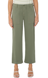Liverpool Cropped Wide Cargo In Martini Olive