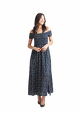 Papillon Smocked Maxi Dress Navy Floral