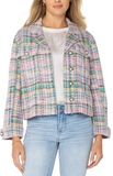 Liverpool Button Front Shacket Tea Rose Plaid