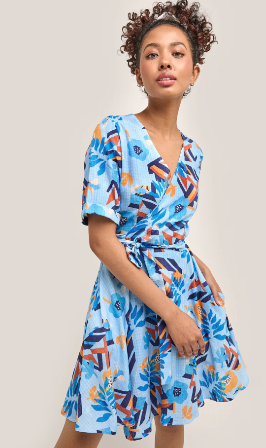 Marigold Laura Dress Blue Bird Print