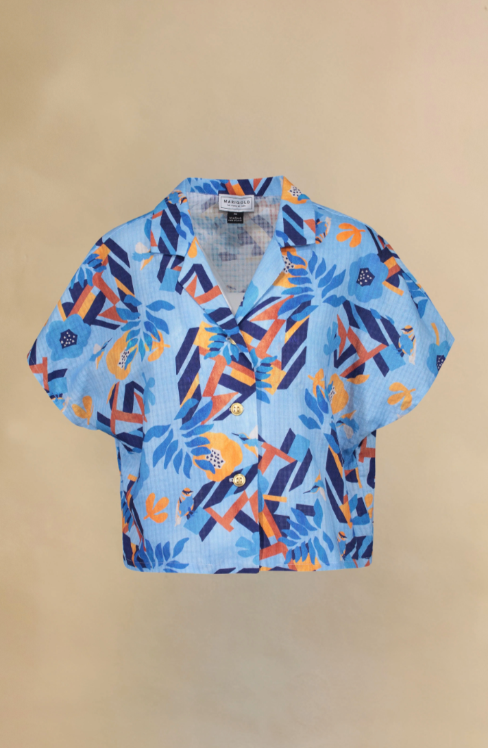 Marigold Lily Jane Shirt Blue Bird Print