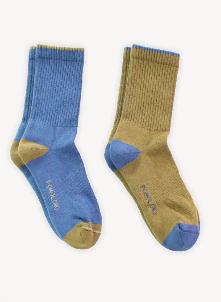 Pokoloko Heel Toe Socks Pack Of 2 Brown Blue