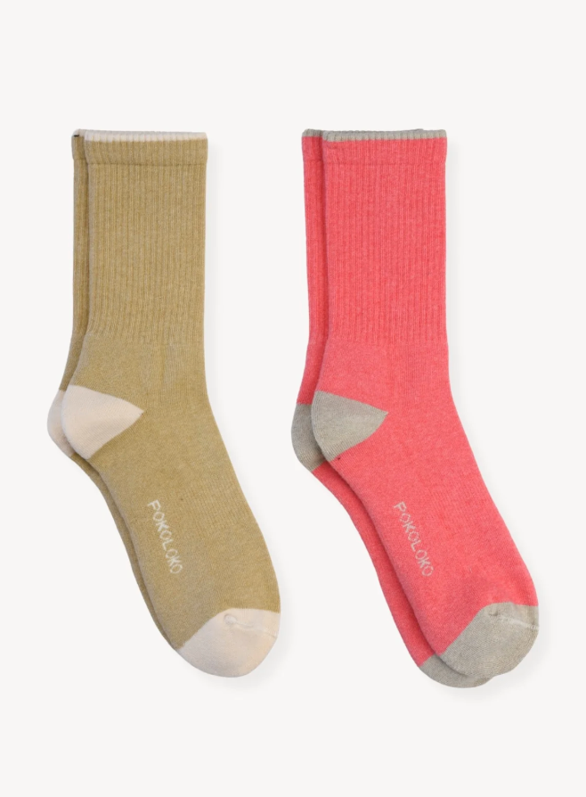 Pokoloko Heel Toe Socks Pack Of 2 Bubblegum
