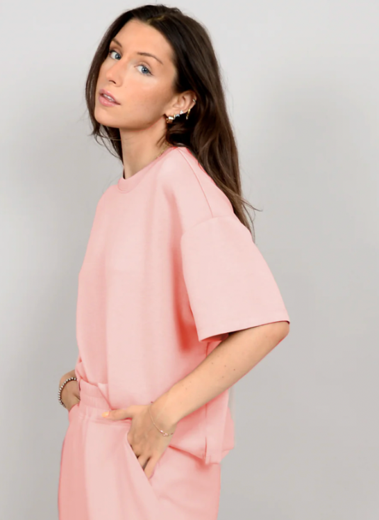 RD Style Tess Soft Knit Tee Dusty Peach