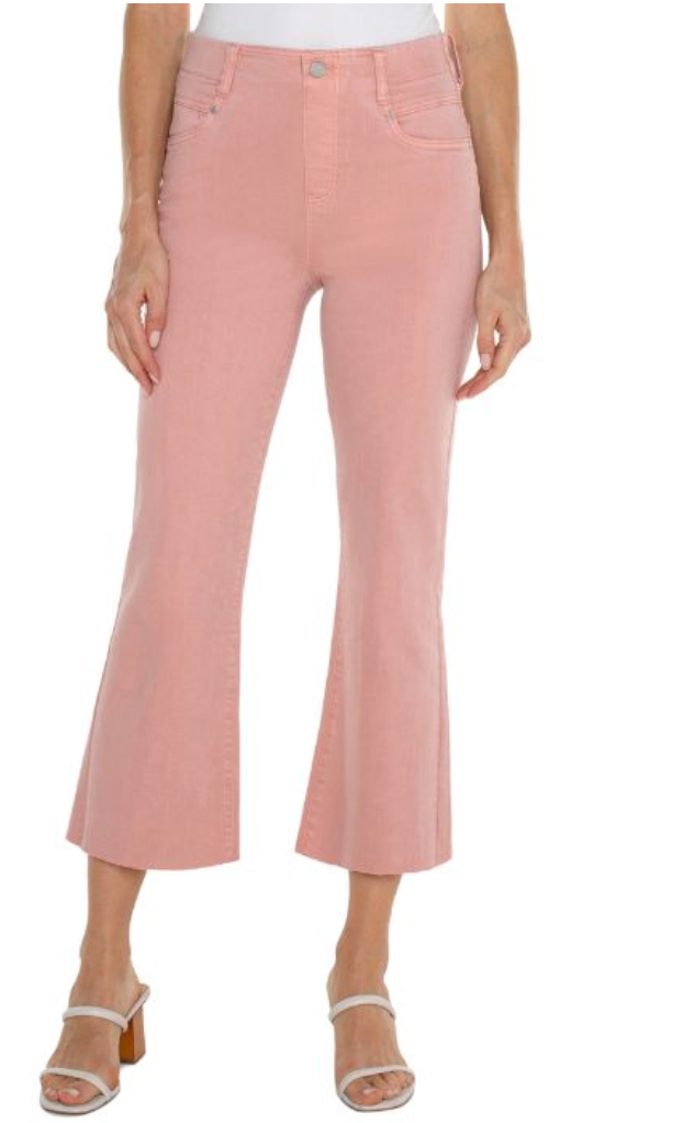 Liverpool Gia Glider Crop Flare In Rose