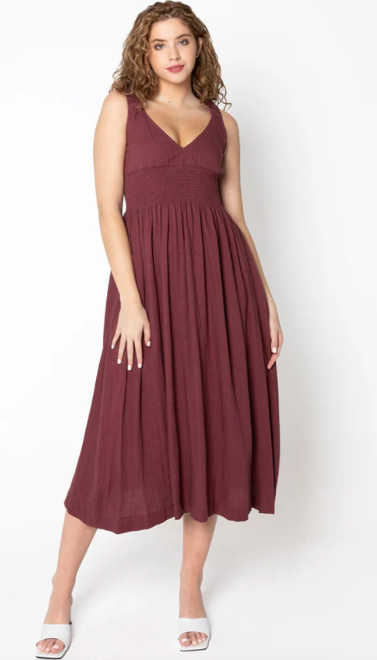 Cest Moi Linen Blend Dress Acai