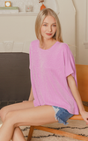 Zenana Oversized Ribbed Tee Mauve
