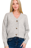 Zenana Button Cardigan In Grey