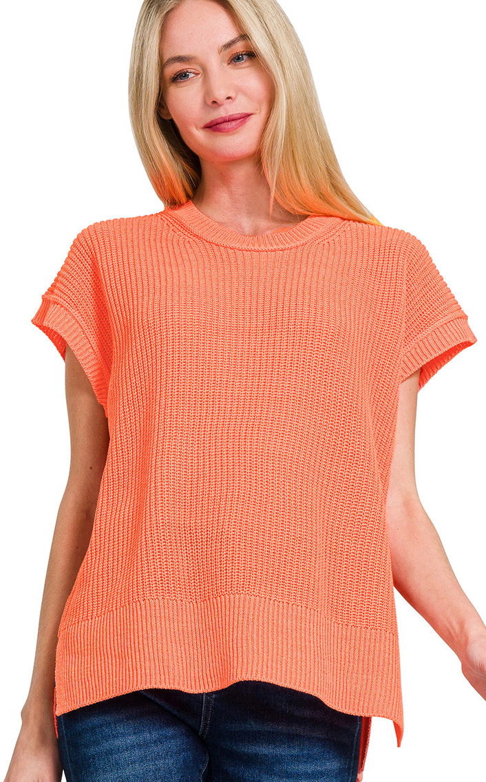 Zenana Knit Sweater Vest Coral