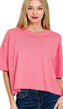 Zenana Cropped Boxy Tee Candy Pink