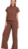 Zenana Lounge Set Tee & Pants In Rum Brown