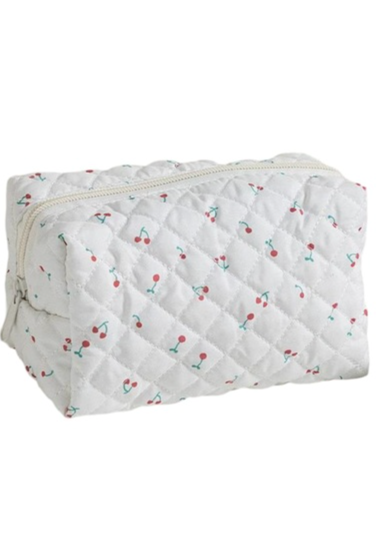 Zenana Cherry Quilted Cosmetic Bag