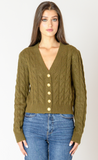 Black Tape Cable Knit Cardigan Evergreen