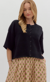 Entro Short Sleeve Cardigan Black