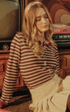 Entro Stripe Cardigan Brown