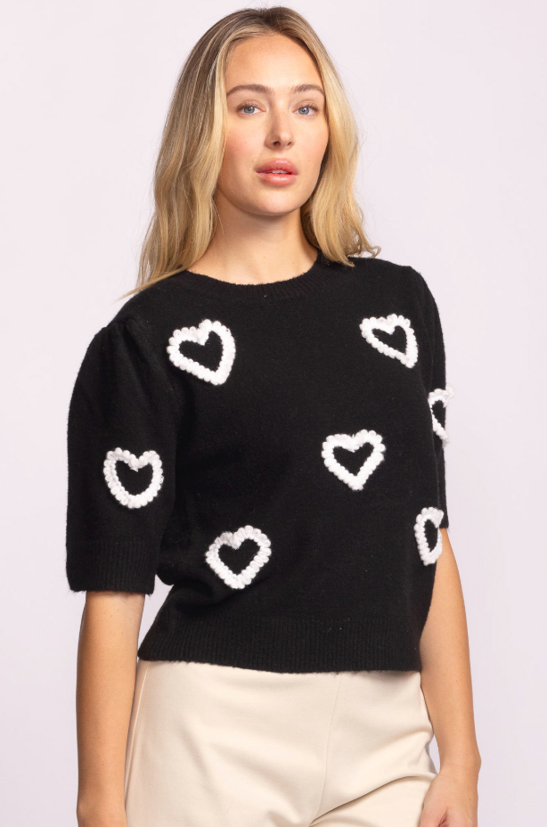 Pink Martini Hart Short Sleeve Pullover Black