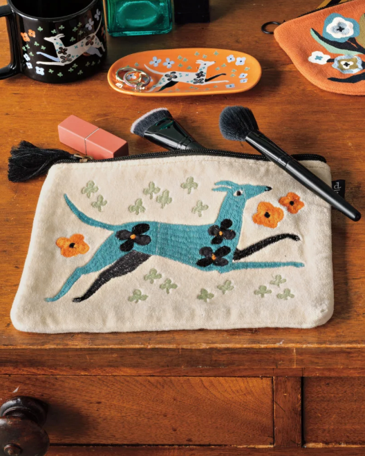 Danica Embroidered Flat Pouch Dogwood