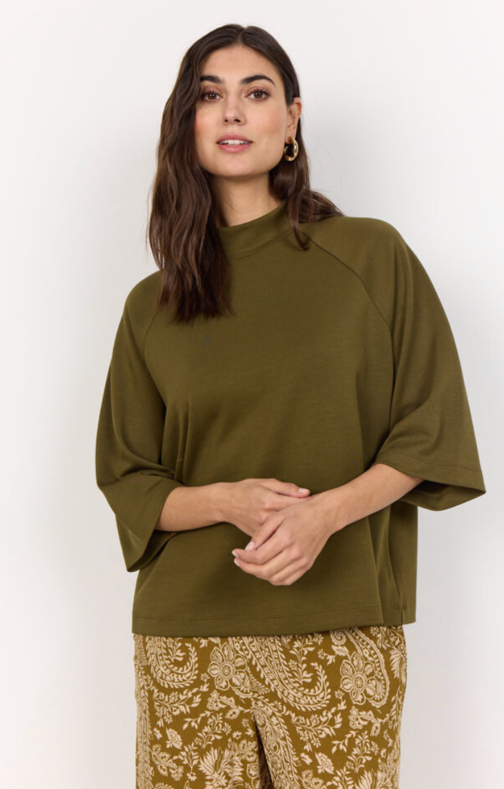 Soyaconcept Banu Mock Neck Dark Olive