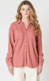 Room 34 Thermal Knit Shirt Jacket Brick