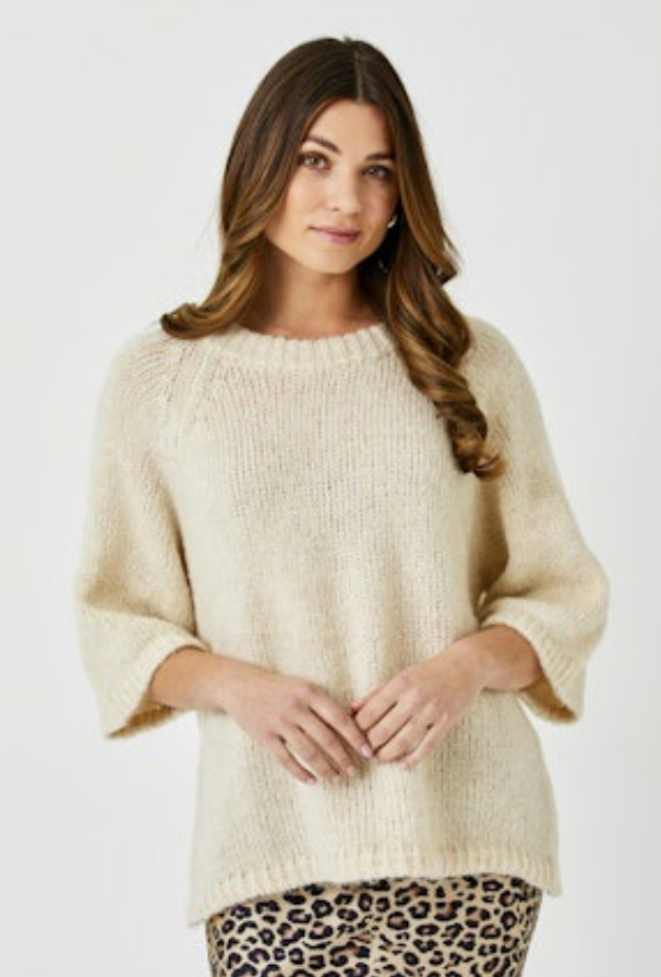 Suzy D Fawn Knit Sweater Naturel