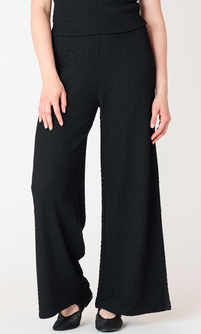 Black Tape Textured Wide Leg Pant Black