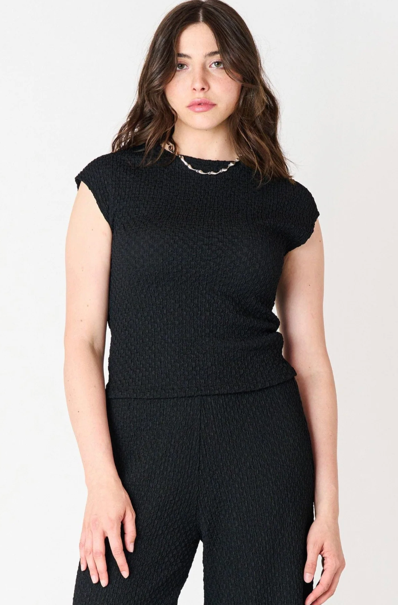 Black Tape Drop Shoulder Textured Tee Black
