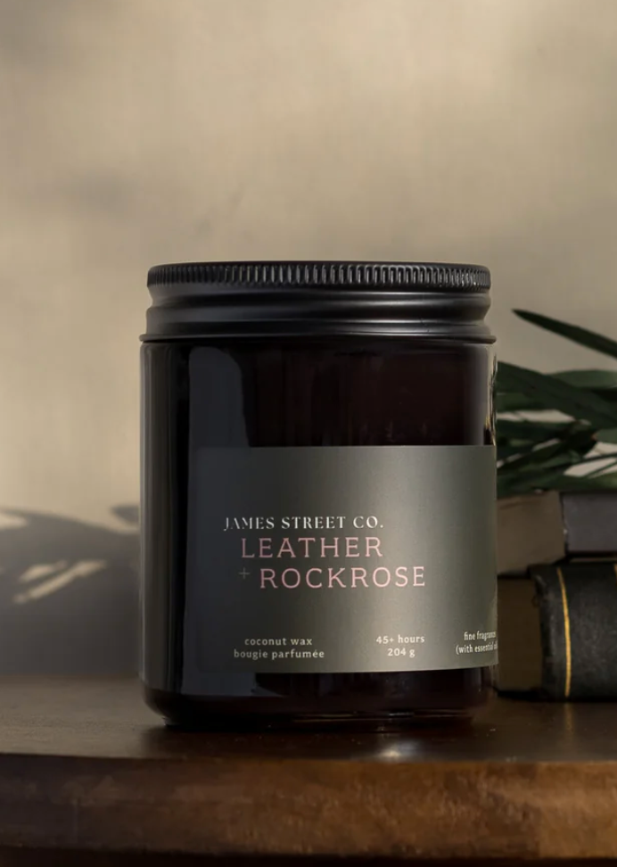 James Street Candle Co Leather + Rockrose