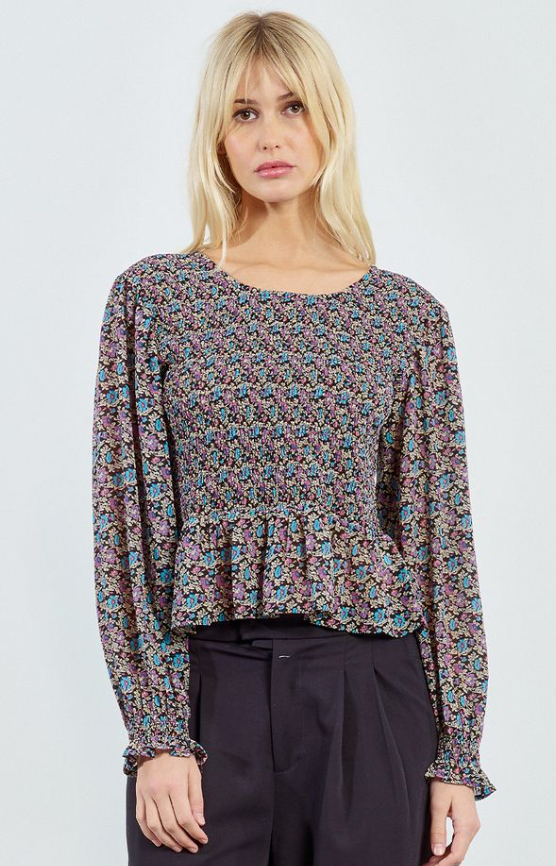 Molly Bracken Abbie Smocked Floral Blouse