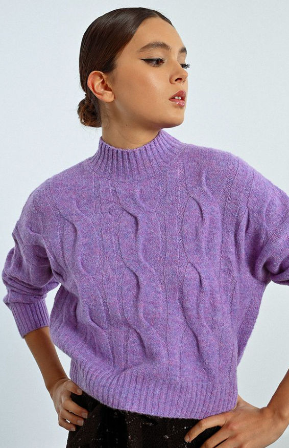 Molly Bracken Sue Cable Pullover Mauve