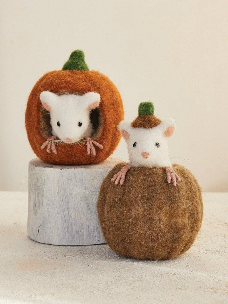 Creative Co Op Felt Mouse Pumpkin