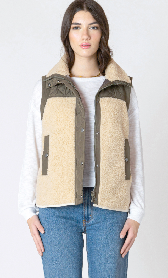 Dex Sherpa Vest Olive Tan