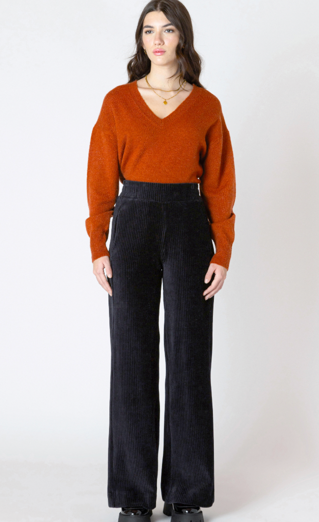 Dex Wide Leg Cord Pant Black